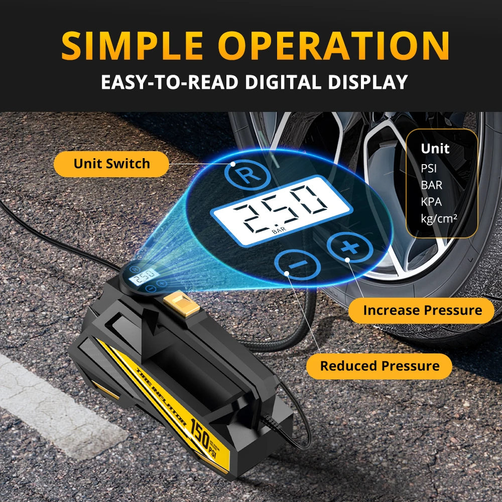 150 PSI Portable Car Tire Inflator