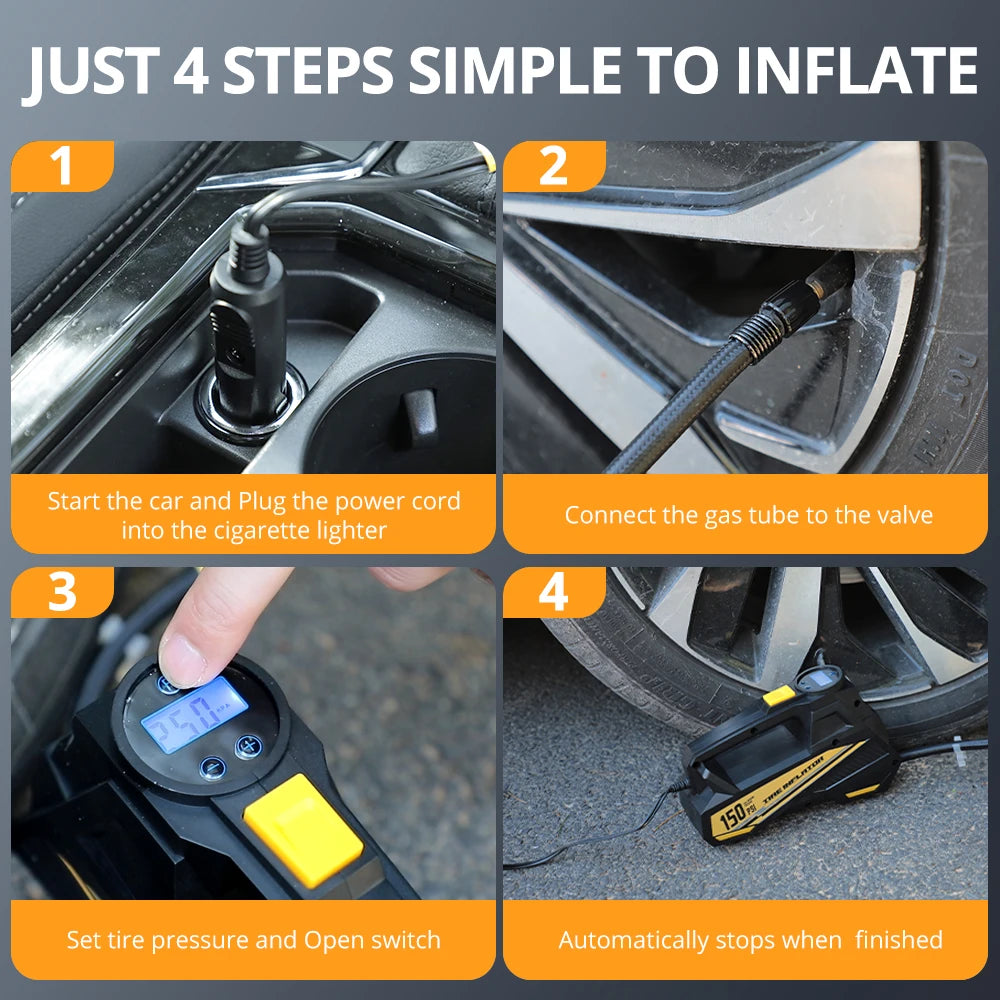 150 PSI Portable Car Tire Inflator